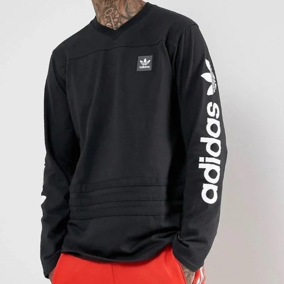Adidas Rodge Jersey 2 Black/White Long Sleeve Tee Climalite Men’s Size‎ Medium - Picture 1 of 12
